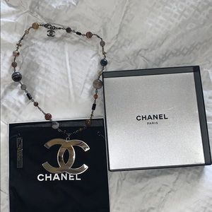 CHANEL NATURAL STONE necklace pendant RARE